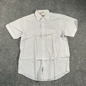 Christopher Hayes Men’s 16.5 White Blue Stripe Short Sleeve Dress Shirt